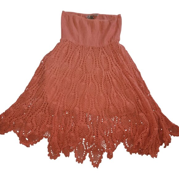 Bohemian Coral Lace Strapless Skirt/Dress By‎ Life Style Embroidered crochet - Picture 1 of 5